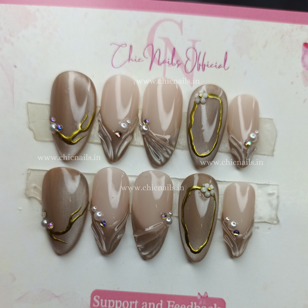Aura Cat Eye Chrome Press On Nails by chicnails India