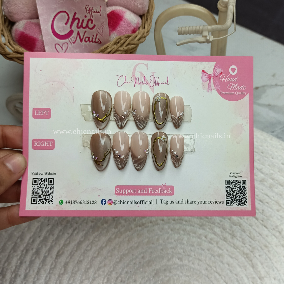 Aura Cat Eye Chrome Press On Nails by chicnails India