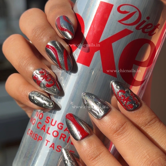 Diet Coke inspired press on nails by chicnails India 