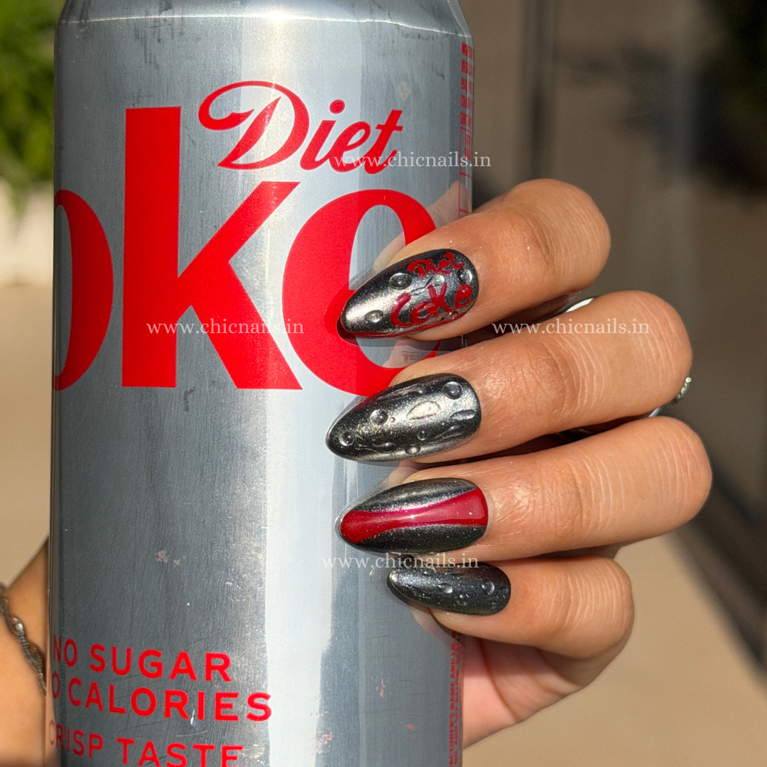 Diet Coke inspired press on nails by chicnails India 