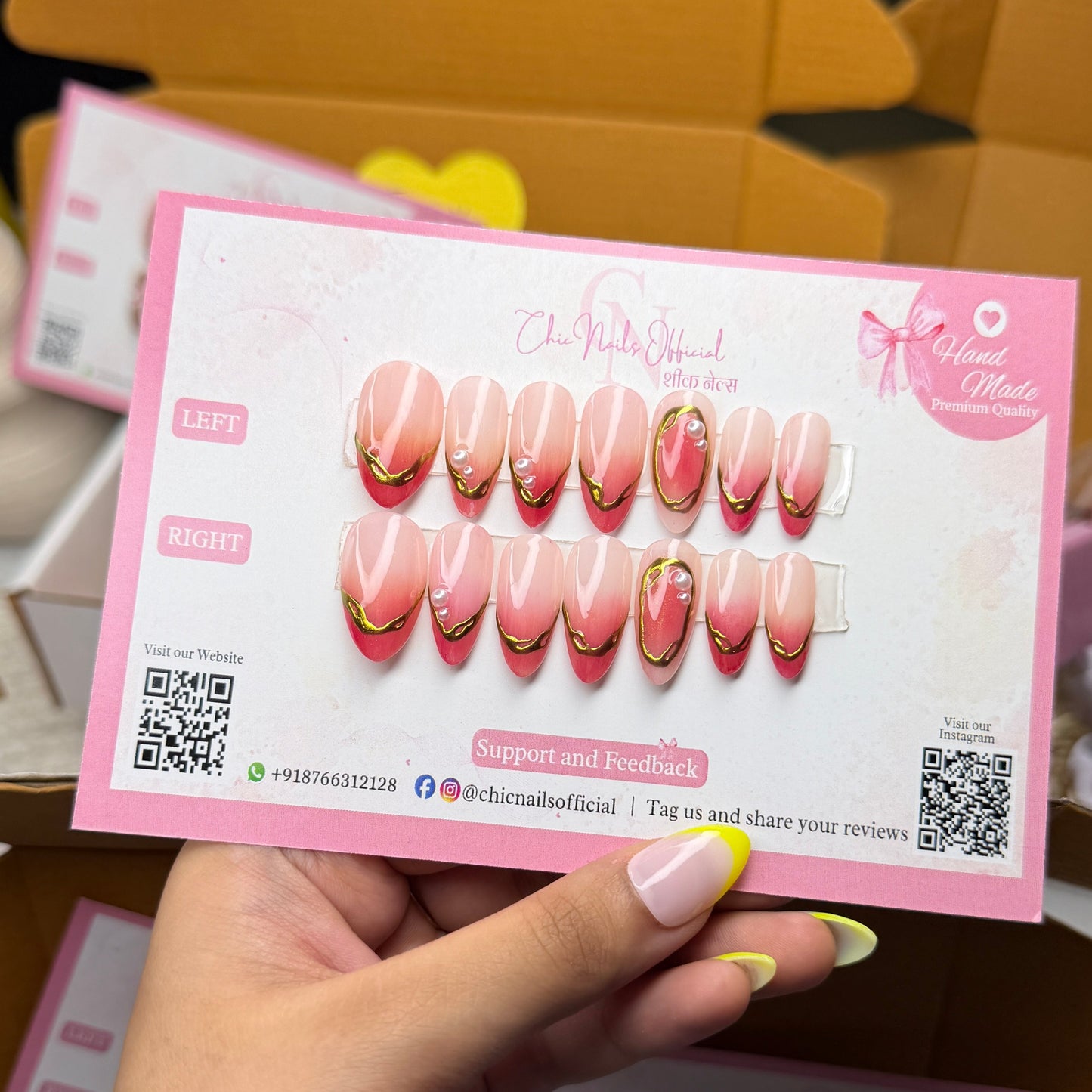 Diora Blush ombre chrome french press on nails by chicnails india