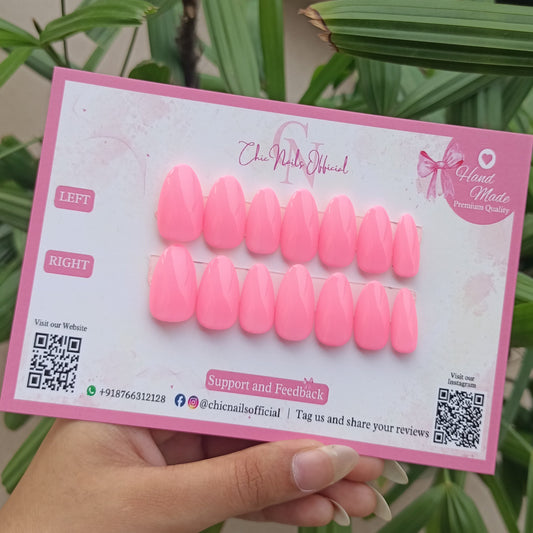 Rose Water soft pink reusable press on nails by Chic Nails India