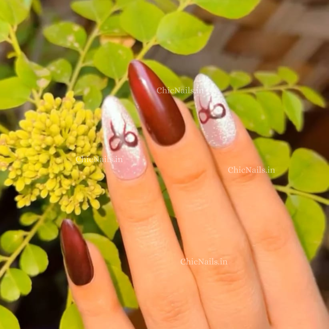 Ruby Blink red bow cateye reusable press on nails by Chic Nails India