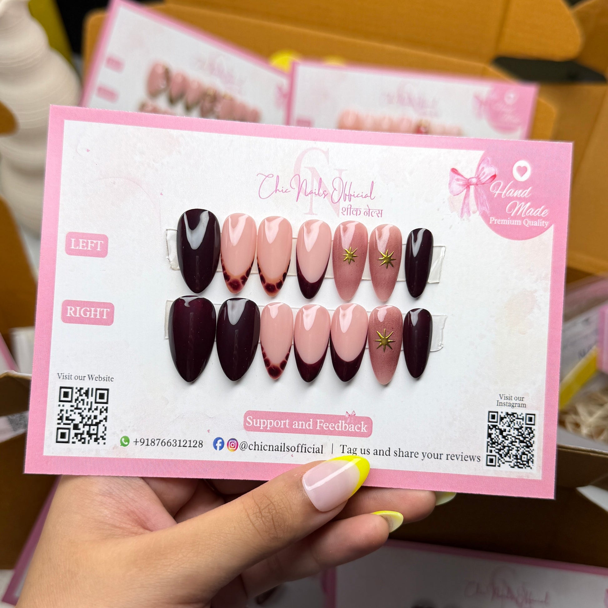 Veloura wine ombre french press on nails by chicnails india