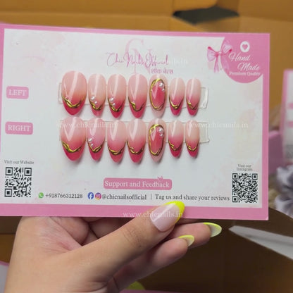 Diora Blush ombre chrome french press on nails by chicnails india