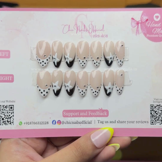 Polka dot French press on nails by chic nails india