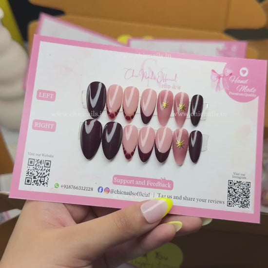 Veloura wine ombre french press on nails by chicnails india