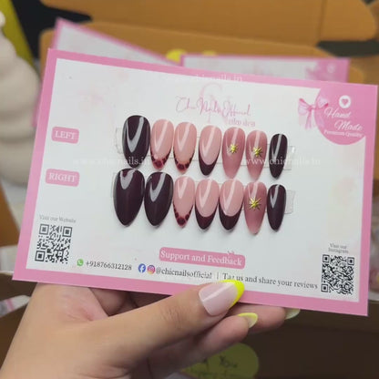 Veloura wine ombre french press on nails by chicnails india