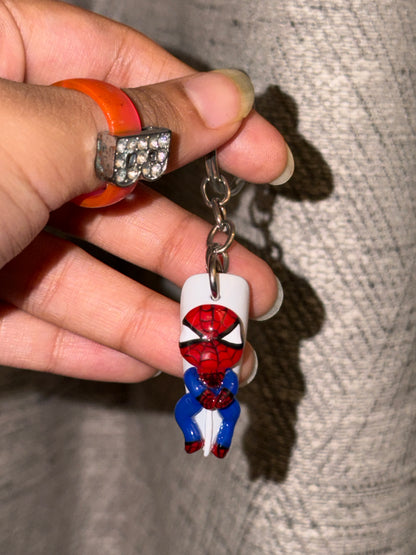 Spidey 3D Spider-Man nail keychain by ChicNails India with red, blue and web-inspired detailing