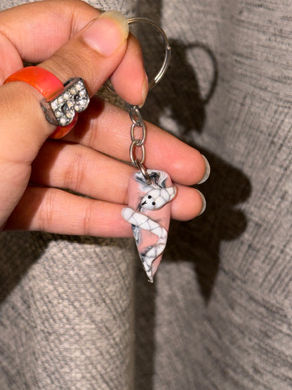 Snakey 3D snake nail keychain by ChicNails India with a white and pink nail-shaped base and detailed snake design